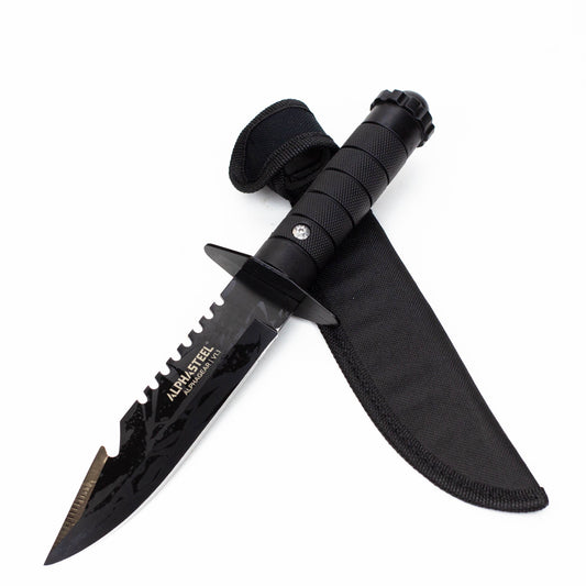 ALPHASTEEL Hunting Knife - Black Survival_0