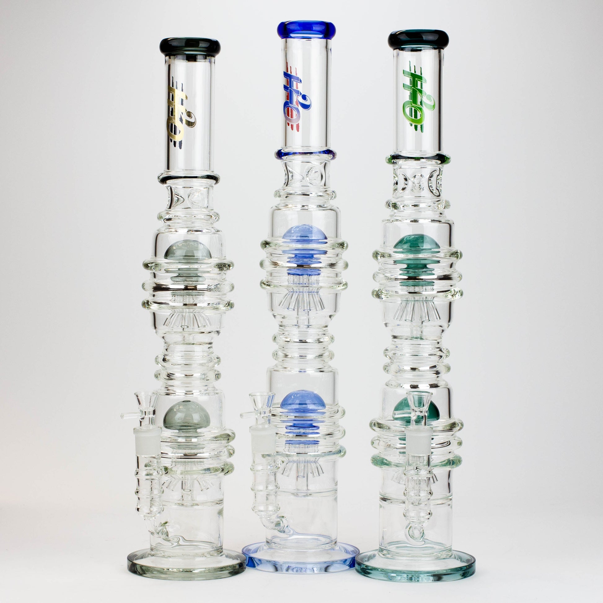 21" H2O  Dual percolator glass water bong [H2O-5004]_0