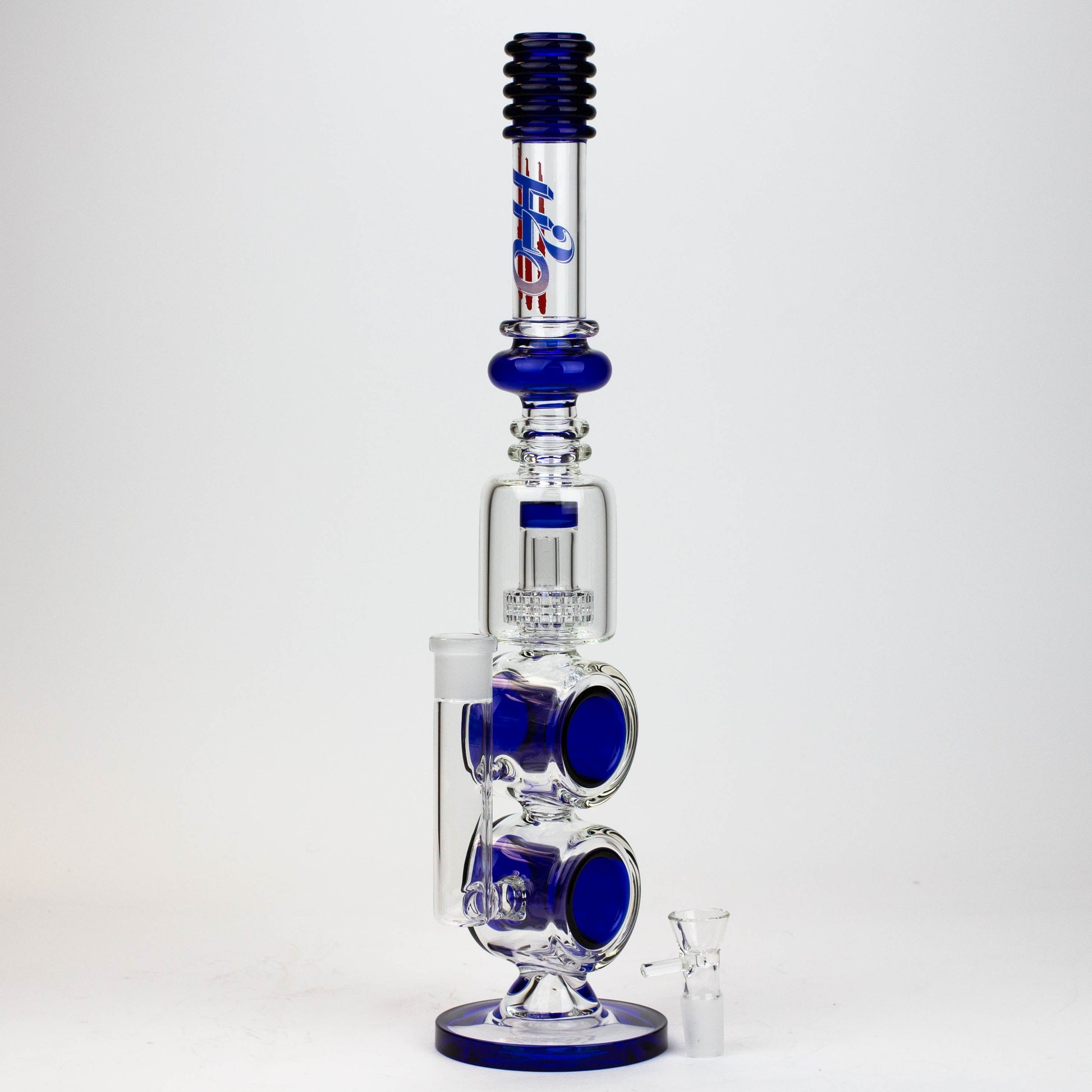 17" H2O Double ring glass water bong [H2O-5006]_3