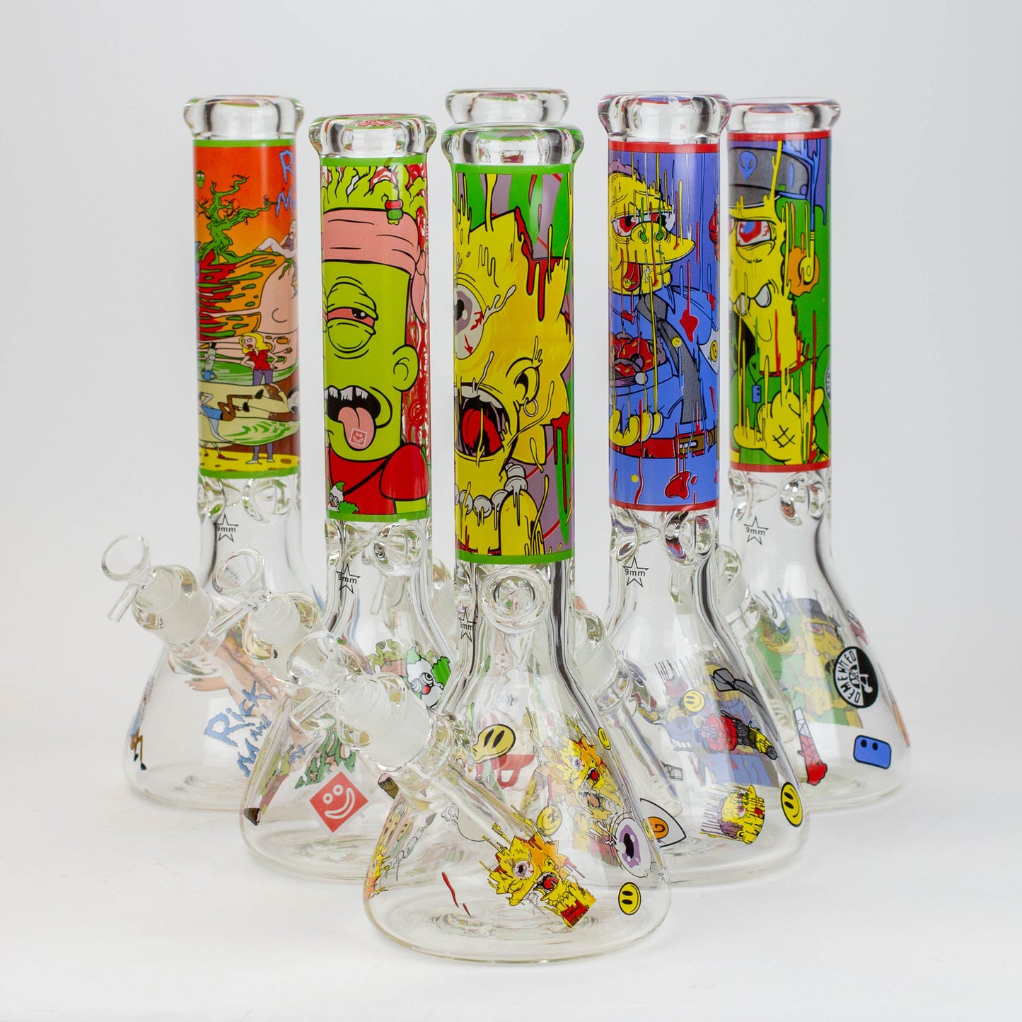 13.5" RM cartoon 9 mm glass beaker water bong_0