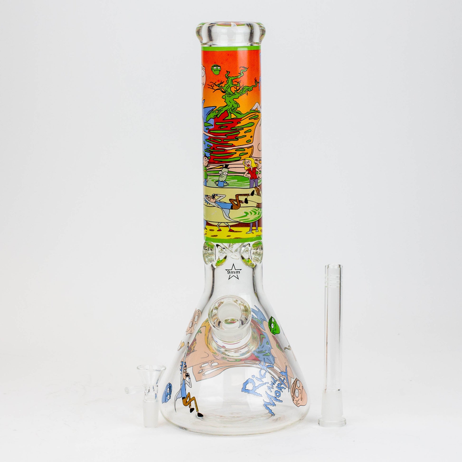 13.5" RM cartoon 9 mm glass beaker water bong_4