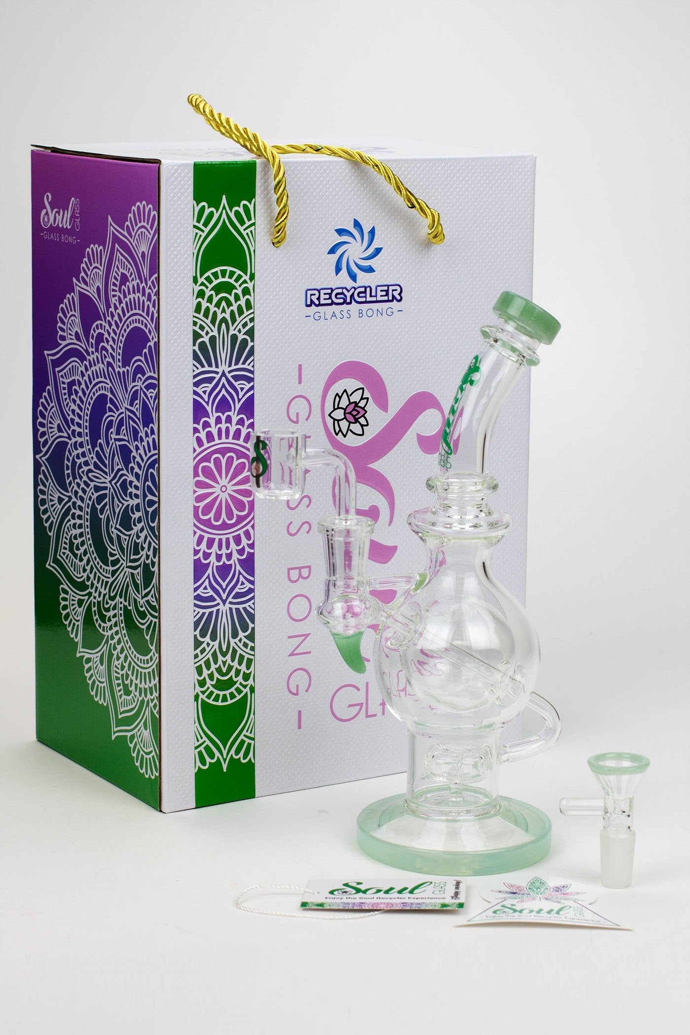 9.5" SOUL Glass 2-in-1 double glass sphere recycler_4