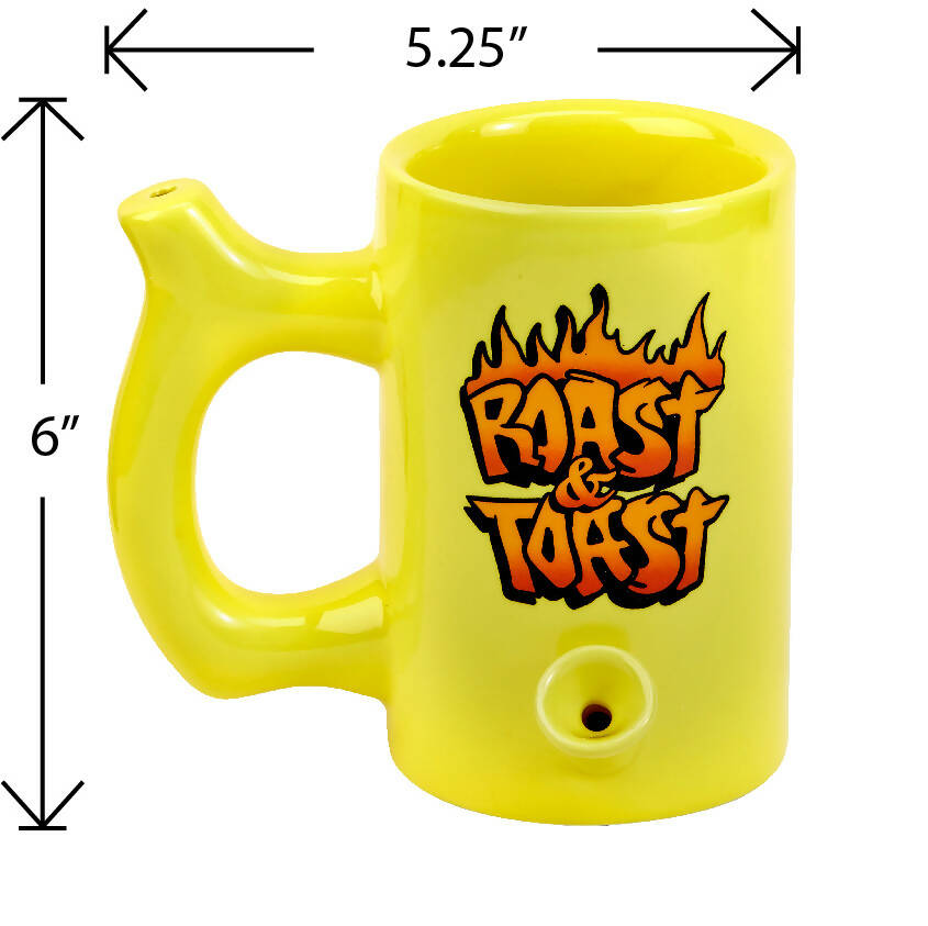 YELLOW ROAST & TOAST PIPE MUG WITH FLAME DESIGN_1