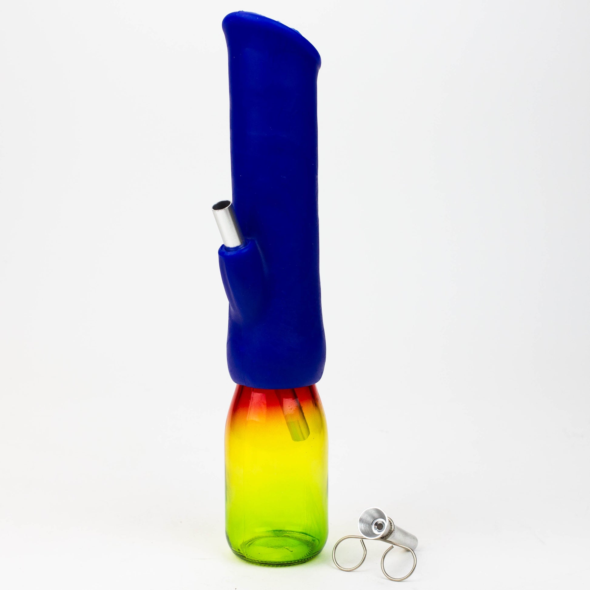 12" Silicone water bong with glass base [WP009A]_3