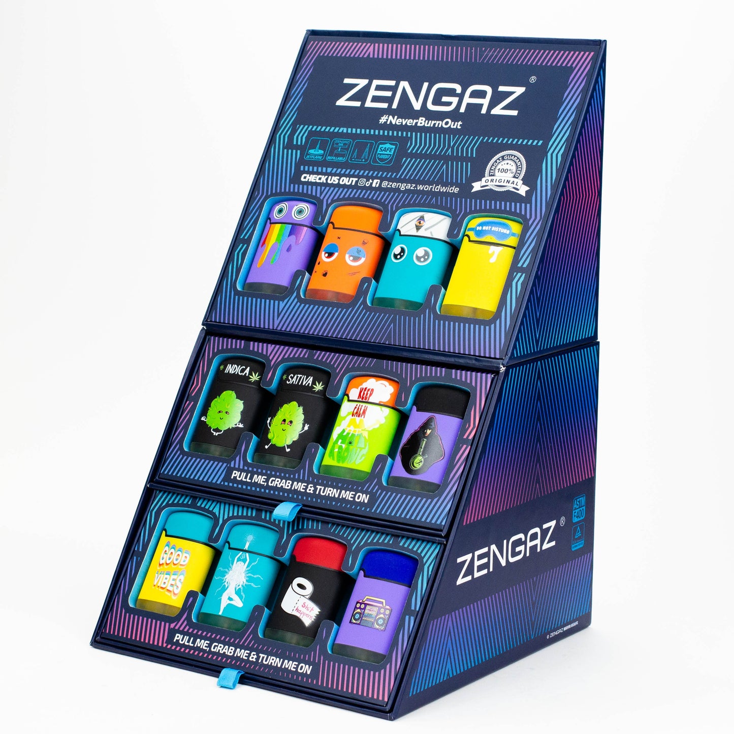 ZENGAZ® Mega Jet Single flame Torch lighter Display of 48_0